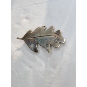 Vintage Silver-Plated Oak Leaf Brooch Pin